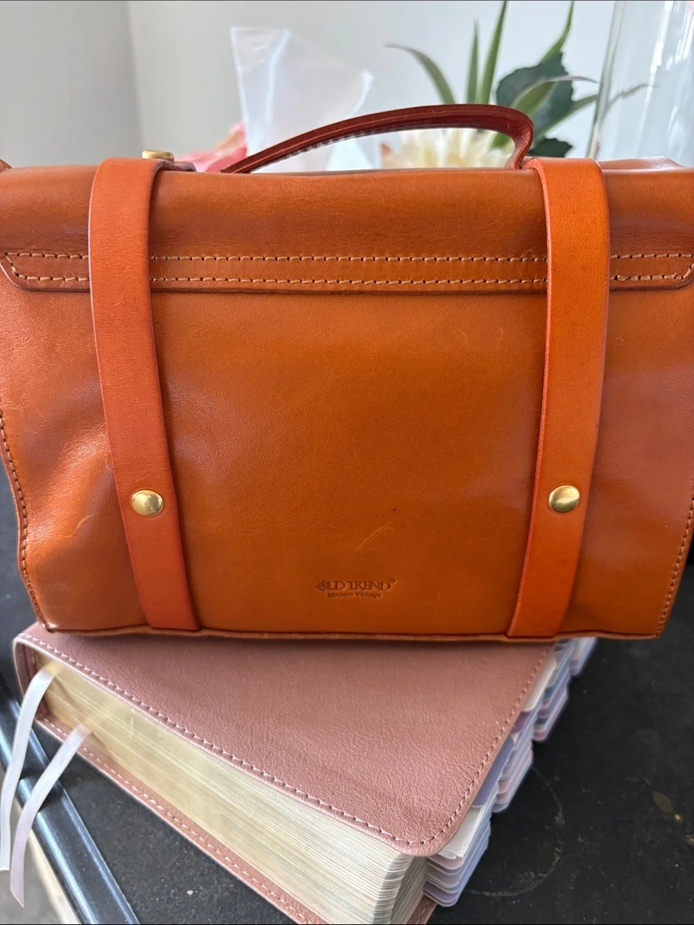 Classic Structured Crossbody Satchel in Caramel